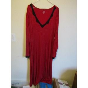 Adonna Woman Red and Black Long Nightgown Size 20-22W 2XL